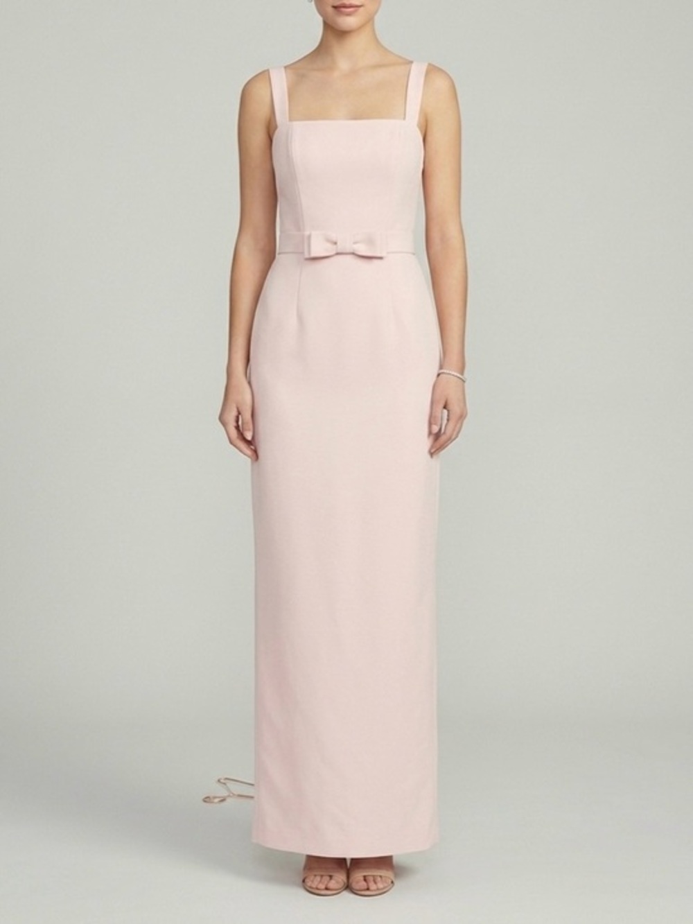 AMSALE Idris Ballet Pink Faille Column Maxi Dress Bridesmaid Bridal Gown NWT
